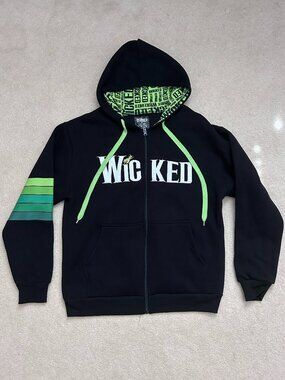 Broadway Wicked Zip-Up Hoodie, Size Unisex Medium, Official Merchandise, Black